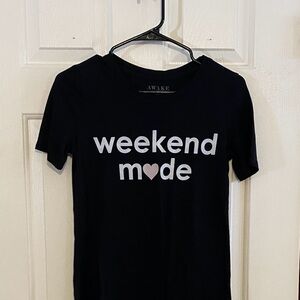 Awake Black T-Shirt with White 'Weekend Mode' Print